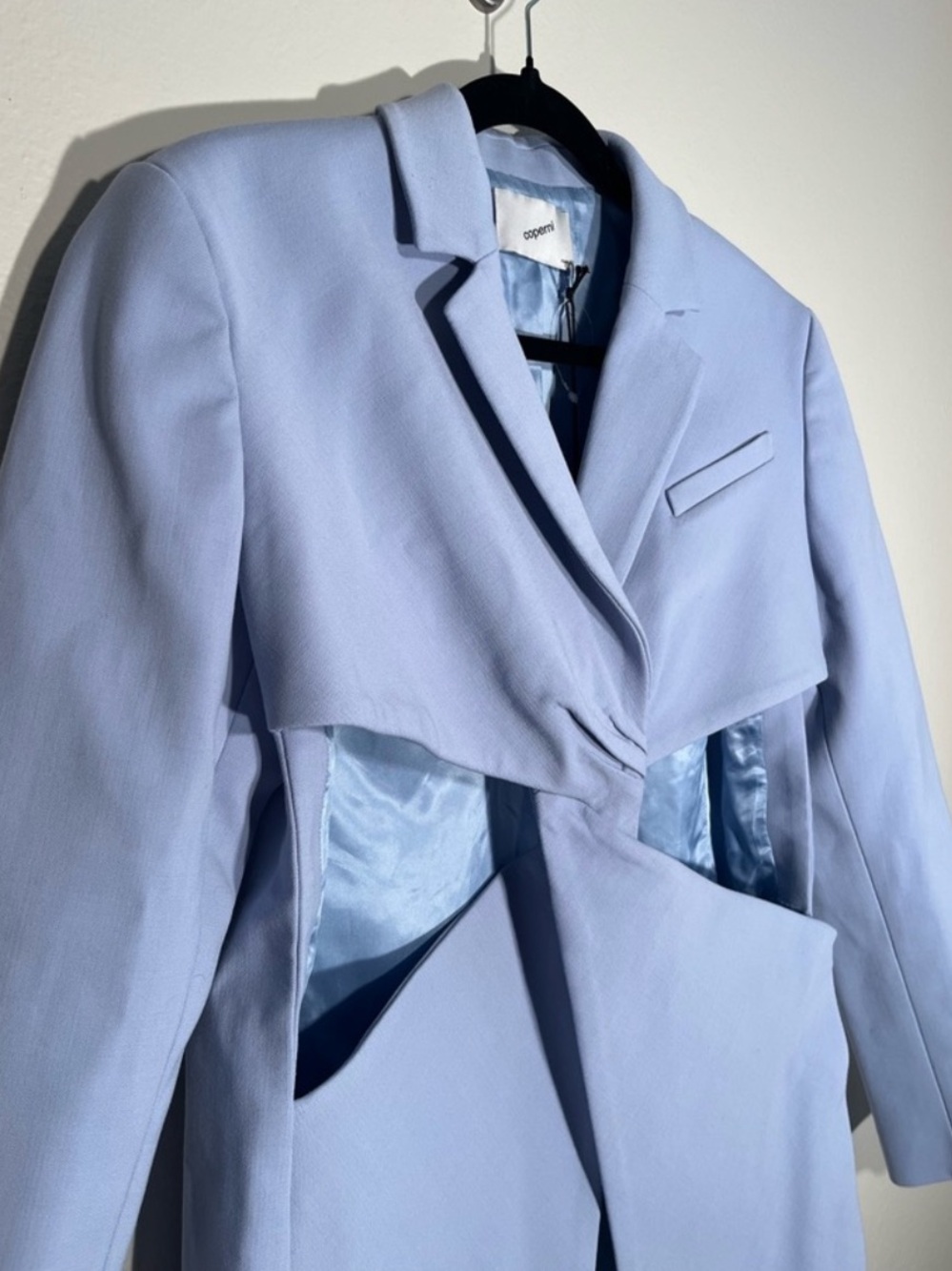 $1,150 MRSP | Coperni | Twisted Cut Out Tailored Jacket | Pale Lavender | US 10 - Picture 12 of 16